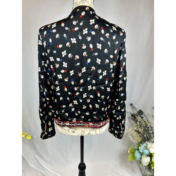 Zadig & Voltaire Vendrix Floral-Print Open-Front Jacket 38 (M) Black Multi - Picture 15 of 16